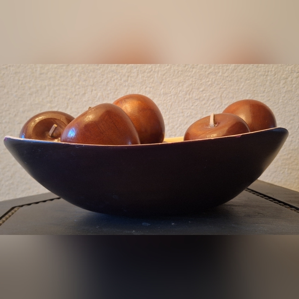 Cocinaware Eggplant Purple Bamboo Boat Bowl Decorative Fruit Bowl 13"